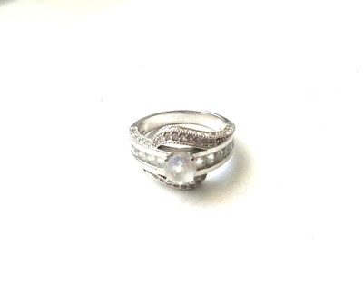 Edler rx Cocktail Ring 925 Silber Ring mit weißen Saphiren