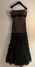 Carmen Marc Valvo- Strapless  Couture Beaded Gown w/ Tiered Ruffle Skirt  (2005)
