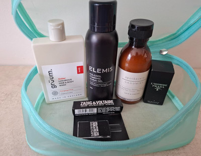 Herren Reise Hautpflege Duft Bad Körper Set - Elemis - Apotheker - Prada L'Homme