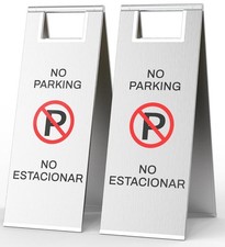 Stainless Steel No Parking Sign Portable Foldable Sign 2-Pack
