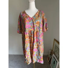 Rusttydustty Floral Print Dress OXL Boho Cottagecore Festival V Neck