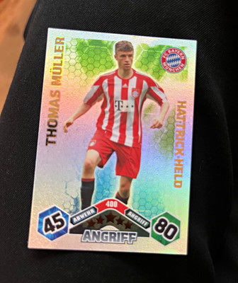 Bayern München Sport Trading Card Thomas Müller Hattrick Held DE