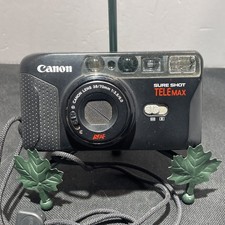 Vtg Canon Sure Shot TELEMAX Date Point  Shoot 35mm Film Camera 38/70mm Lens