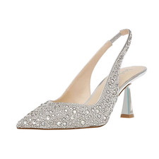 Betsey Johnson Womens Mya Pumps US 9.5 M Silver Rhinestone Satin NIB