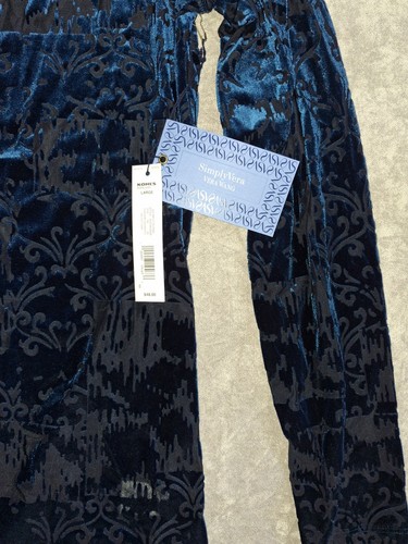 Simply Vera Wang Misses Lg Teal/Black Burnout Long Sleeve Velvet Top/Tunic NWT - Picture 6 of 14