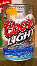 2007 COORS LIGHT CALIFORNIA COLD CAN  5 LITER BEER CAN SILVER BULLET GOLDEN CO