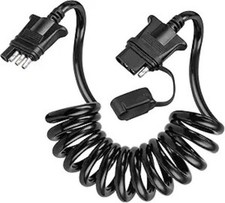 4 Way Flat Trailer Extension Coiled Cable 5 Feet 4 Pin Male and Female Wiring Ha