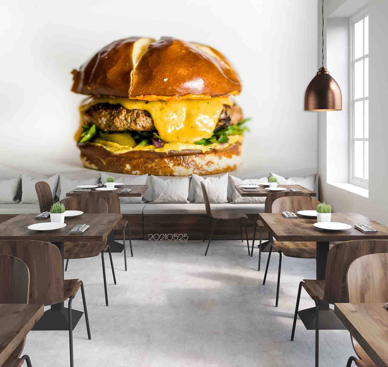 3D Hamburger Food Wall Murals Wallpaper Murals Wall Sticker