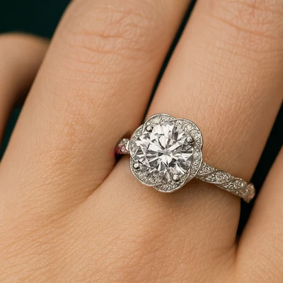 Hochzeit Rundschliff Diamant Ring 1,60 ct IGI Lab Grown Größe 6 7 14k Weißgold - Bild 1 von 4
