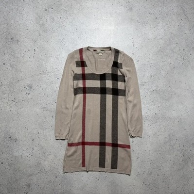 casual burberry dress womens BURBERRY Archive Beige Vintage Check cotton button down belt shirt dress  UK10 S