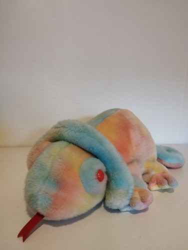 Ty Beanie Baby Rare, Rainbow the Chameleon, 1999, Pastel Rainbow Tie Die, 15" - Picture 14 of 22