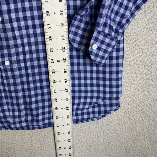 Luciano Barbera Shirt Mens Large Blue Plaid Button Up Long Sleeve Italy Casual - Picture 10 of 13