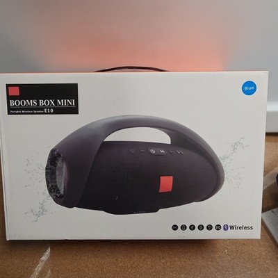 Booms Box Mini E10 Wireless Bluetooth Portable Speaker Splashproof Blue New