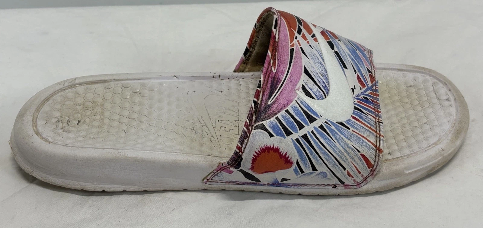 Nike Benassi sandali slide donna taglia 8 bianco floreale just do it 618919 113