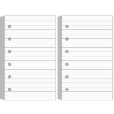 200 Sheets Blank Lined Paper Refill for 3x5 Inch Binders 6 Ring Memo Paper