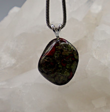 DRACHENBLUTJASPIS Anhänger Trommelstein mit 925er Silberöse d3