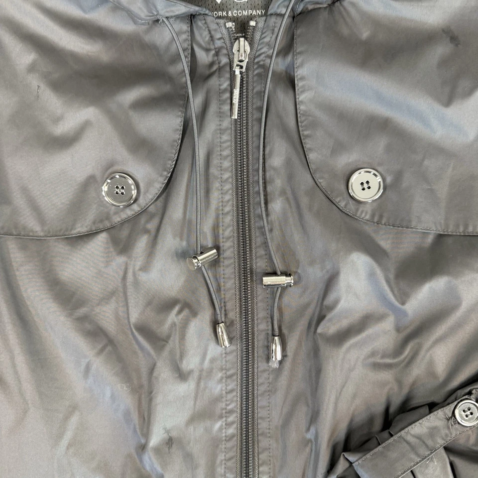 NYC Gray Rain Jacket Women’s M — Lightweight Windbreaker EUC Packable Rain Coat - Image 2 of 4