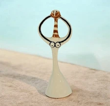 Ceramic dinner bell titled 'Picassoesque Figure' by Jack Squier for Howat Kilns