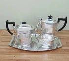 Vintage Art Deco 5-Piece Silver Plate Tea Set Coffee Set Marked ALD