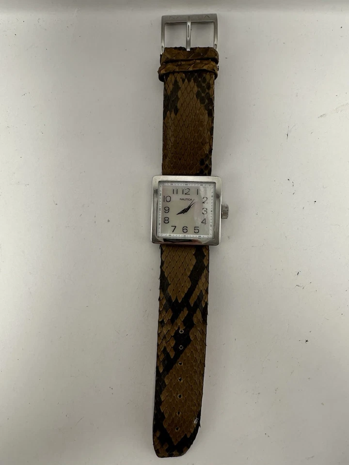 Reloj Nautica N17502L Damas MOP Batería Nueva 34MM 7.25" Correa Cuero Raro K79 Foto 4 de 4