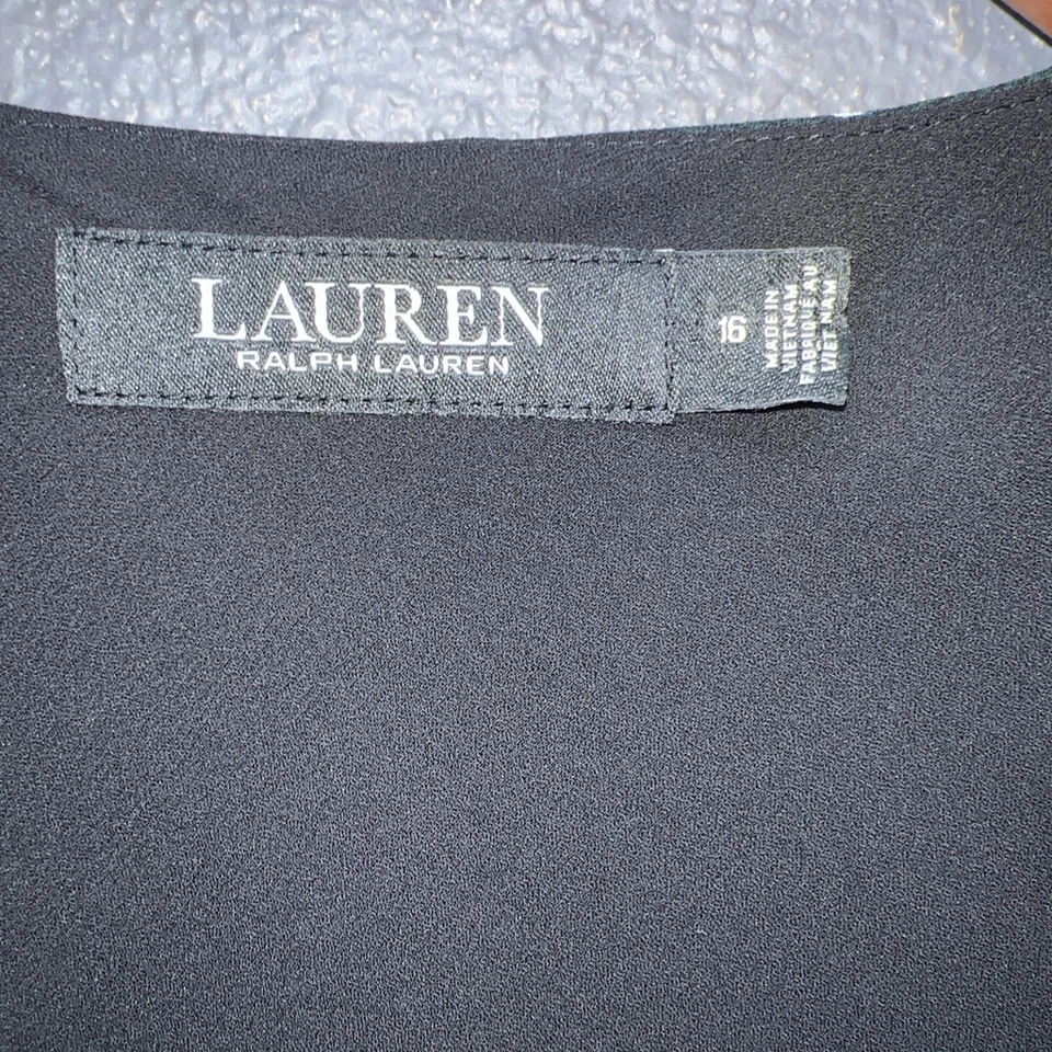 Lauren Ralph Lauren клетку Georgette платье 16 цвет поло черный мульти черный этикетка - Изображение 4 из 4