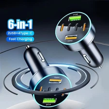 120W Fast Car Charger Cigarette Dual Socket Adapter For iPhone 17 16 Samsung S25