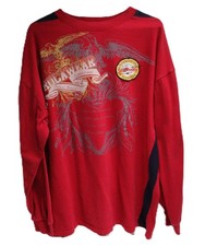 Y2K Rocawear Long Sleeve Graphic Shirt Mens 3XL Red Hip Hop Streetwear 2000 T316