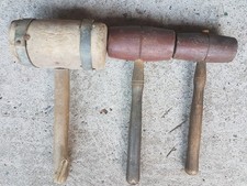 Lot ancien maillet marteau bois outil menuisier ancienne menuiserie sculpteur