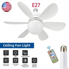 Socket Ceiling Fans with Lights and Remote- Socket Fan light with Dimmable Led