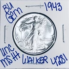 1943 BU UNCIRCULATED WALKING LIBERTY SILVER HALF DOLLAR AUTHENTIC U.S. MINT 4281
