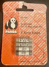 Panda UK Vintage 5 AMP Fuses BS 1362 For 13 Amp Plugs Set of 4 in Original Pack