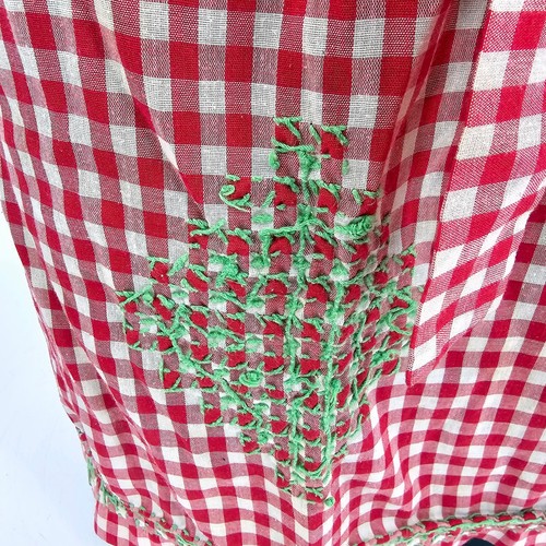 Vintage Checkered Red White Gingham Waist Chore Apron Mid Century Cottagecore OS - Picture 7 of 12