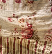 Stripes and pinks roses and handmade window valance garden chic 19x120" floral
