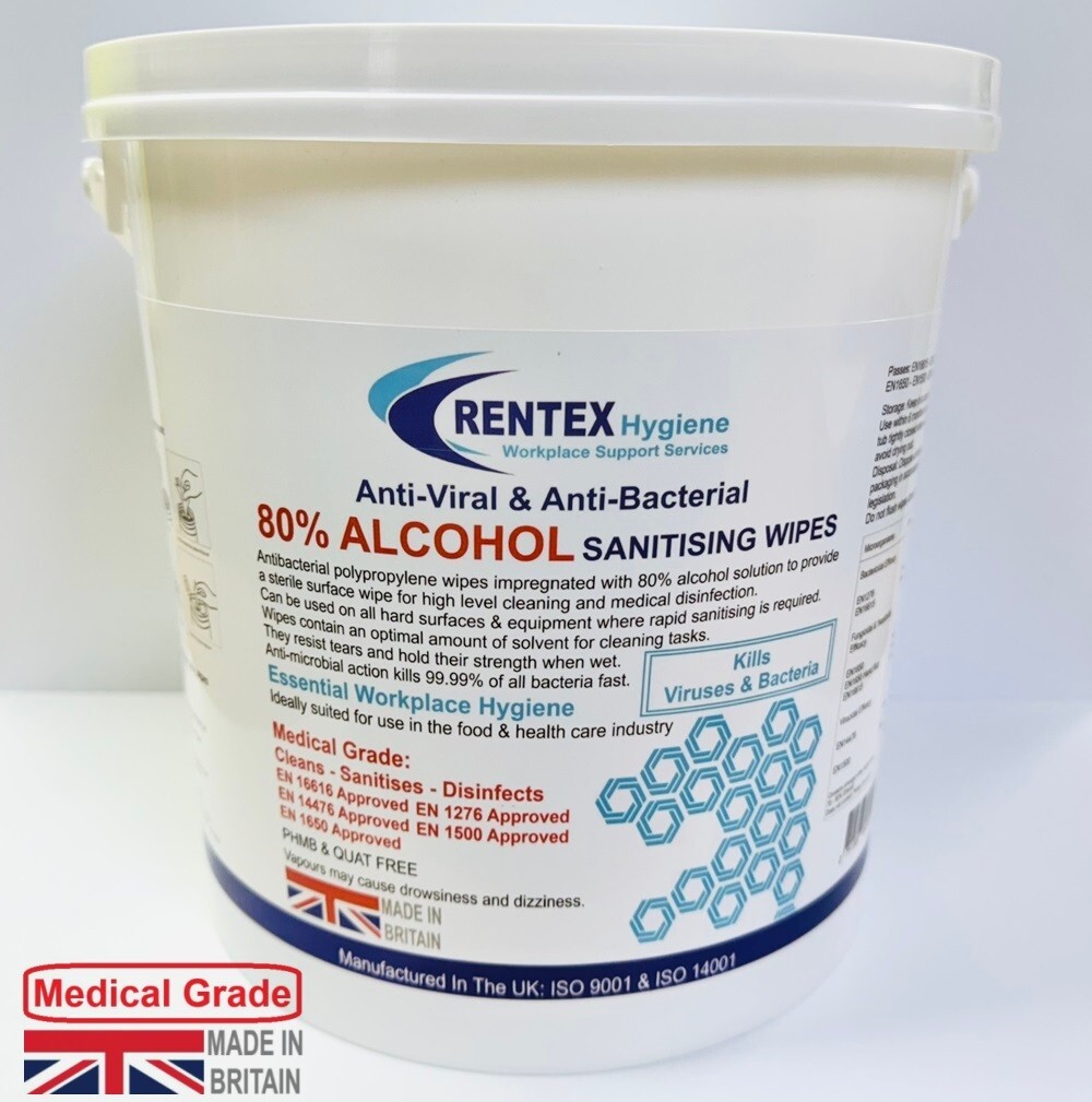 Antibacterial Surface Cleaning Wet Wipes Alcohol Sanitiser Disinfectant 500 Tub