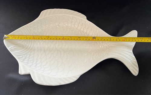 Piatto pesce lungo bianco 17,5" ceramica californiana a prova di forno 589 - Foto 5 di 7