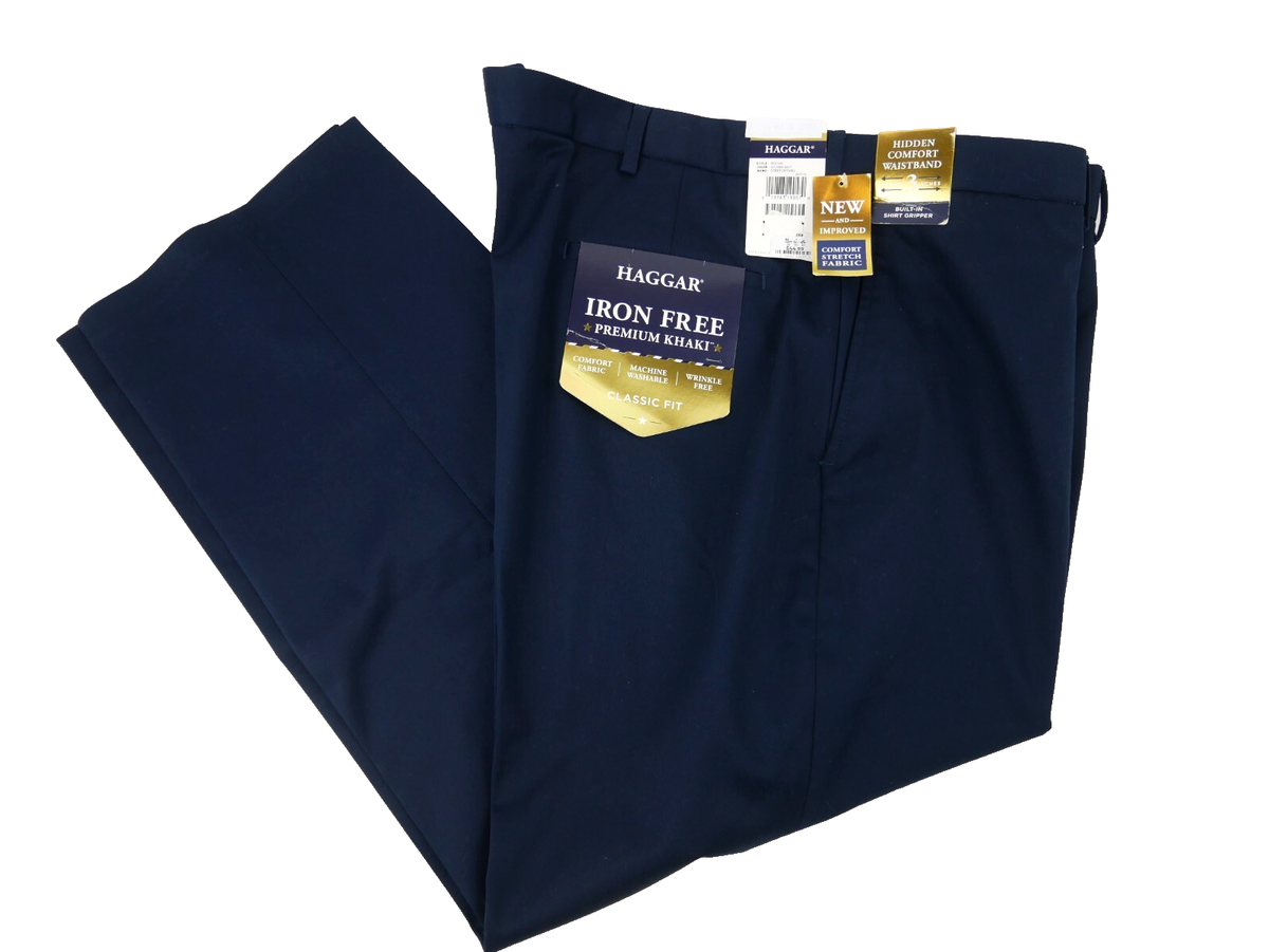 Haggar Iron Free Premium Khaki Classic Fit Pant 42 x 29 NEW Dark Navy | eBay