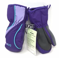 HEAD Junior Girl’s Insulated Ski/Winter Mittens, XXS Age 1-2 Purple, Side Zip(NS