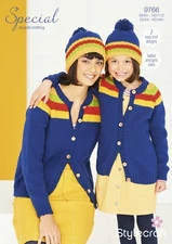 STYLECRAFT 9766 LADIES GIRLS CARDIGAN HAT DK Knitting Pattern Sizes 22/44 56/112