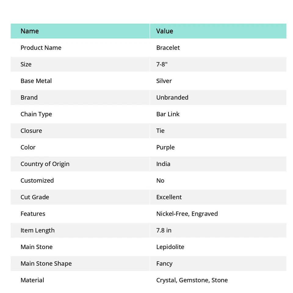 Natural Lepidolite, Amethyst Gemstone 925 Sterling Silver Bracelet 7-8" F283 - Image 2 of 4