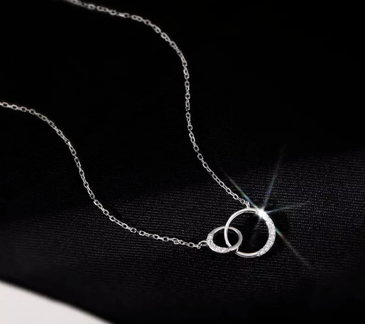 Cadena de mujer cadena de mujer cadena circular plateada 925 collar círculo