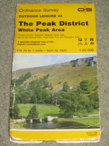 OS Ordnance Survey Outdoor Leisure 24 Peak District - White Peak area - 1989 edn - Imagen 1 de 2