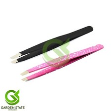 2Pcs Flat Tip Eyebrow Plucking Tweezers Hair Removal Beauty Makeup Tools