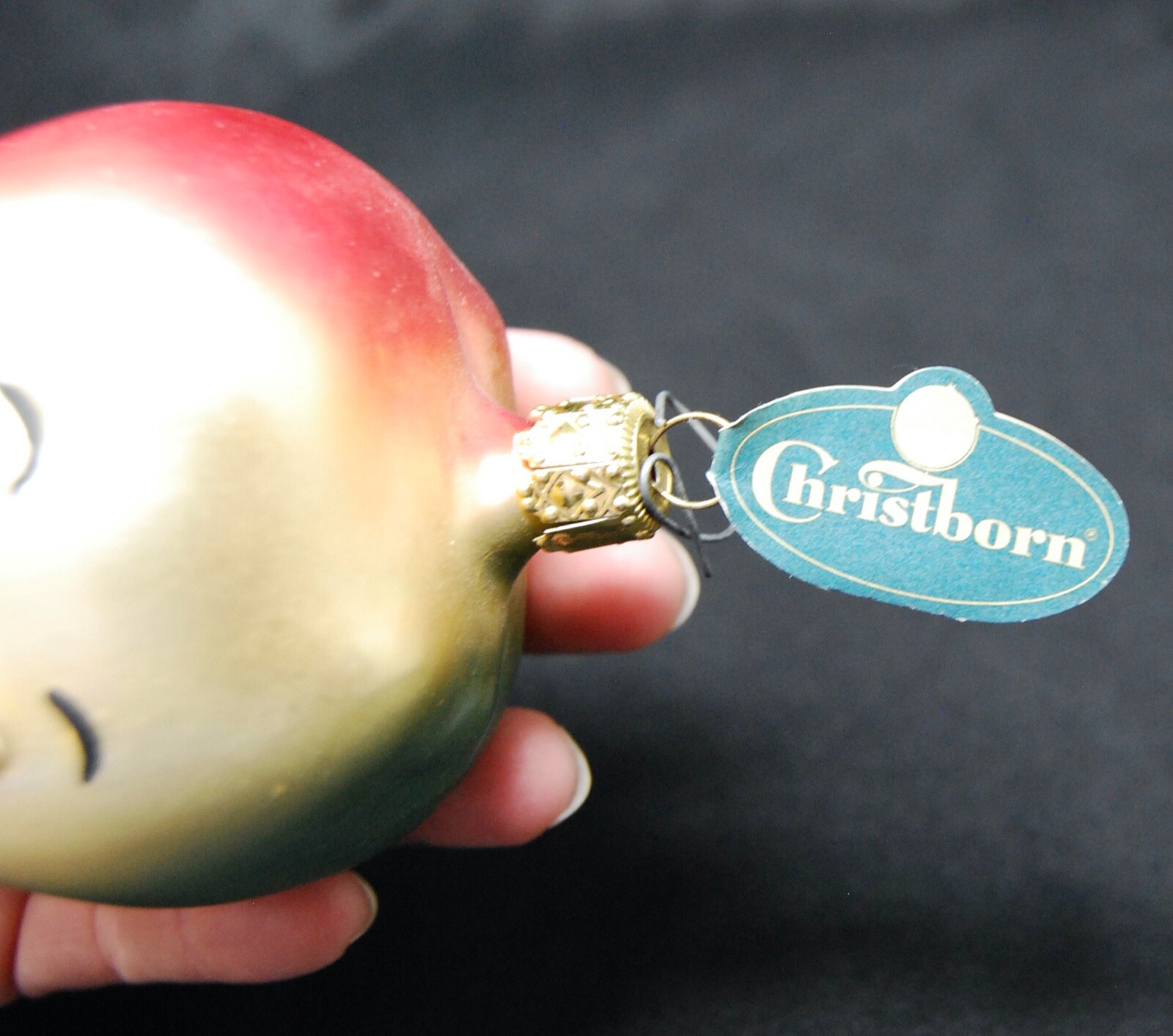 2 Anthropomorphic Apple Fruit Christmas Ornaments Christborn German