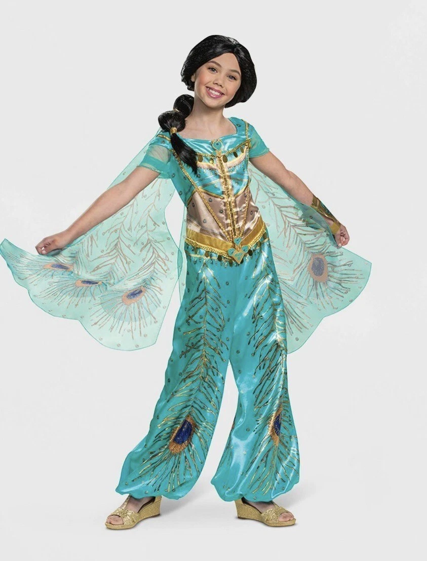 FYMNSI Costume Da Jasmine Per Bambina: Vestito Principessa Aladdin Con Paillettes, Completo Top E Pantaloni, Taglie 2-13 Anni, Per Carnevale E Halloween