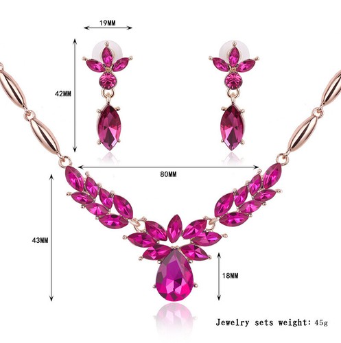 Beautiful Necklace & Earrings Pink Rhinestone Sets - Picture 2 of 2