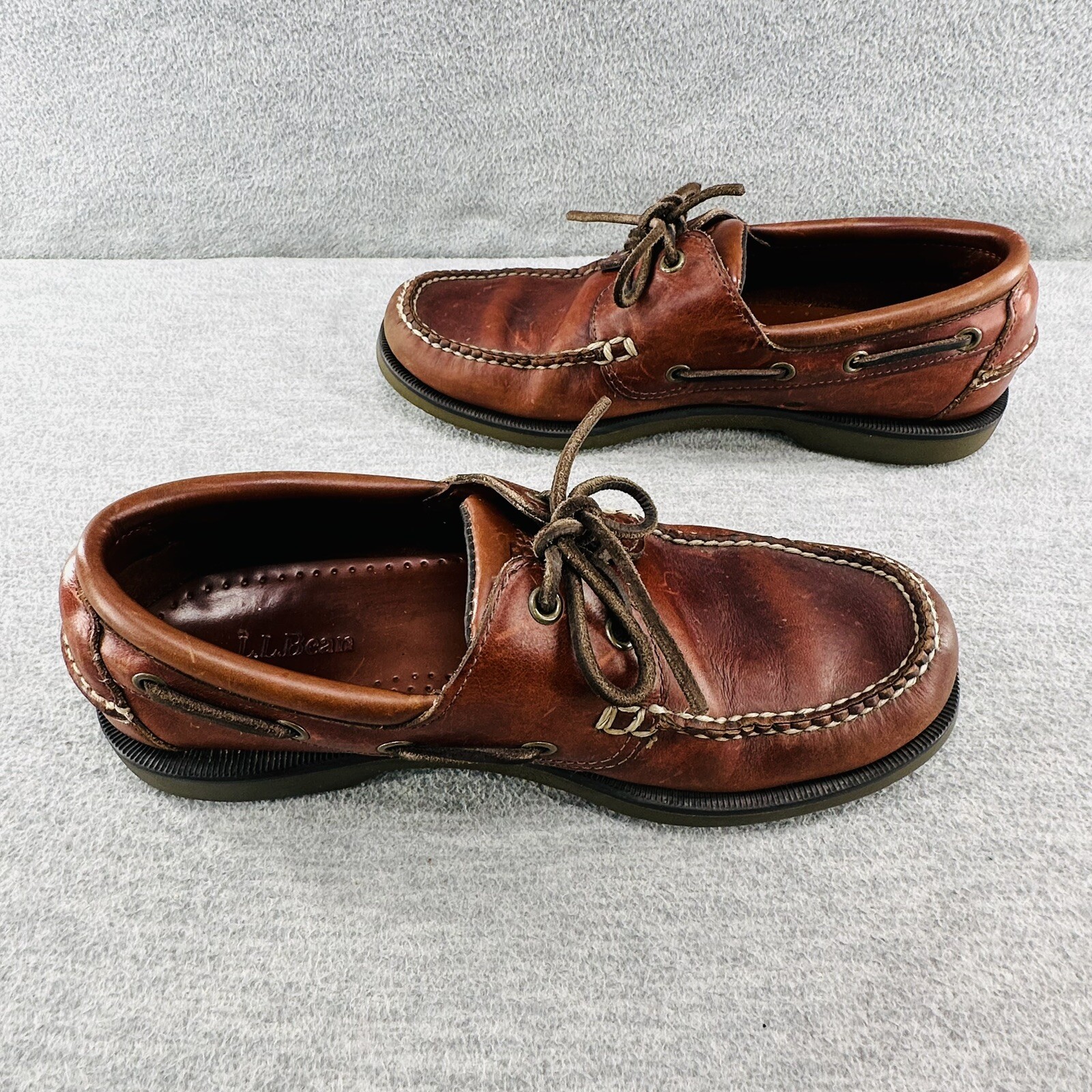 LL BEAN - Men's Brown Leather Slip On Casco Bay Moccasin Boat Shoes ...