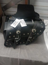 New Dream Apparel Black Motorcycle Saddlebag -Heavy Duty Hard Sheet Back 