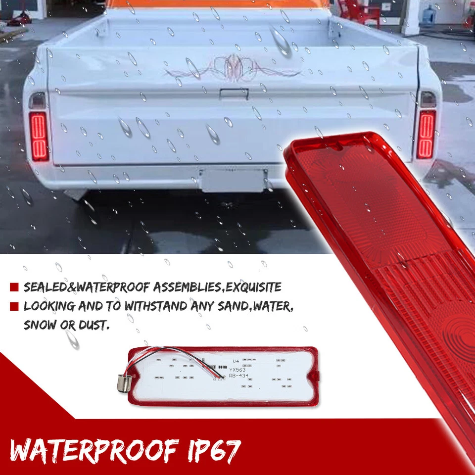 Pair LED Brake Tail Lights For 1967-1972 Chevrolet GMC Fleetside Pickup Truck - Image 4 of 4