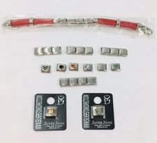 Italian Modular Charm Bracelet 21 Link Lot 9mm Love Heart Stainless Steel