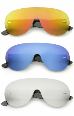 Stainless Steel Rimless Aviator Sunglasses Oversized UV400 Protection Amazon.com: Vanolu Retro Rimless Women Aviator Sunglasses  main image 3